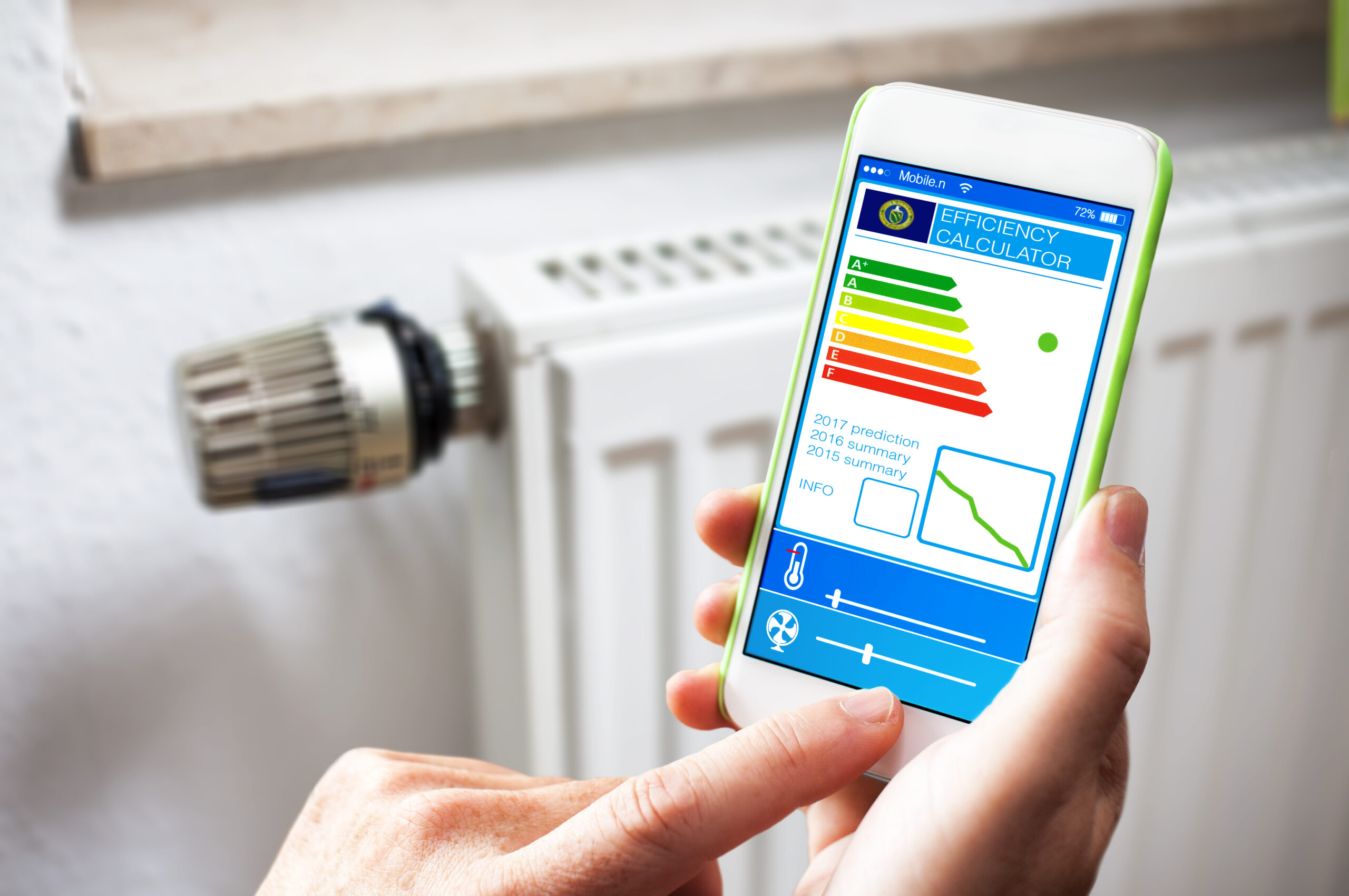 Using smart home app on phone. Smart home control concept.